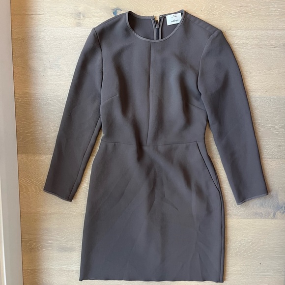 Aritzia Wilfred Vilard Long Sleeve Shift Dress in Taupe - Picture 1 of 7